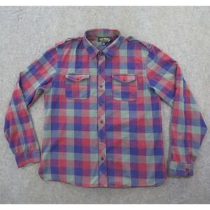Salt Valley Western Shirt Mens Extra Large Blue Purple Button Flannel Pockets